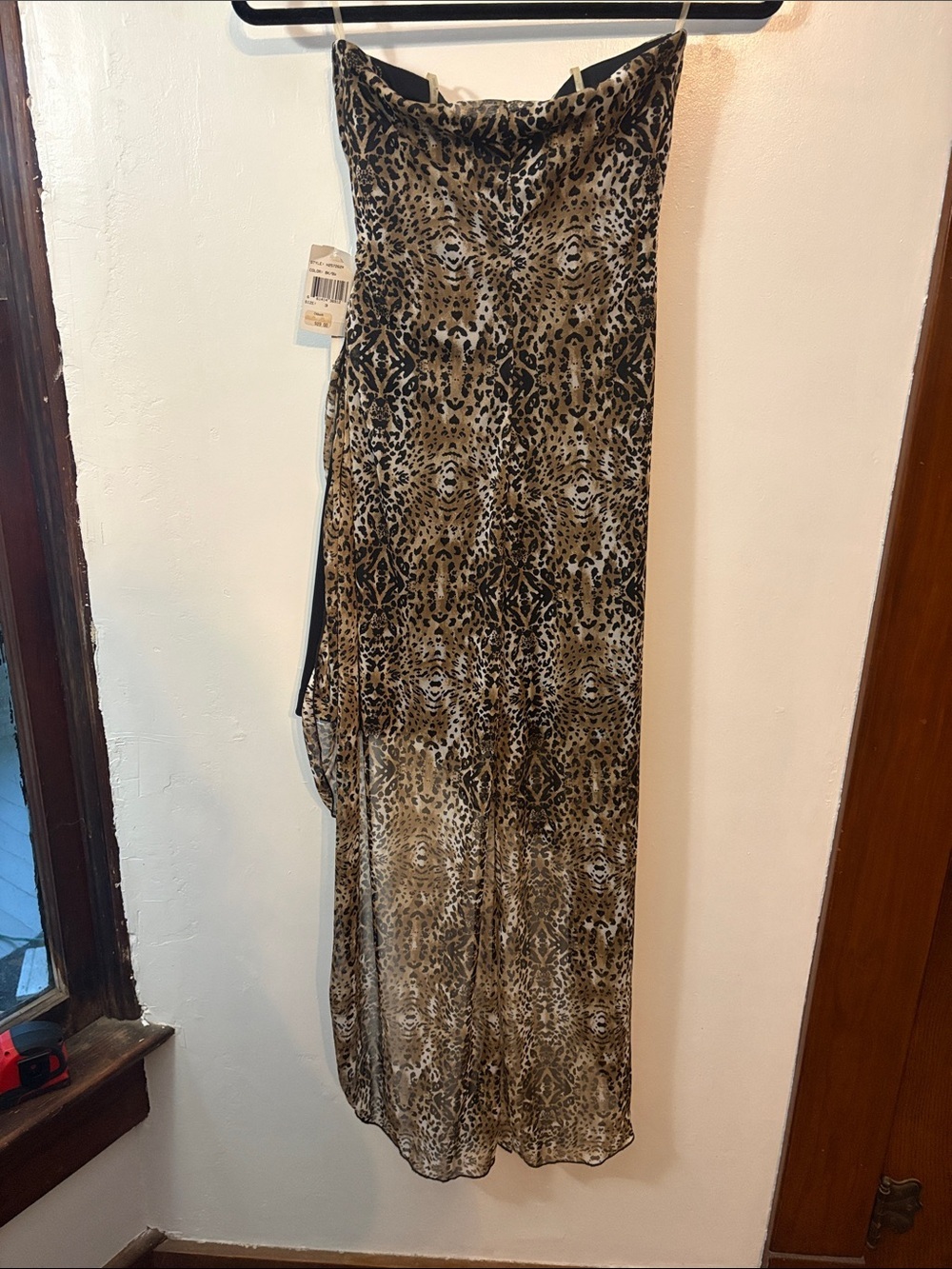 NWT: Teeze Me Leopard Print Strapless Dress in Black and Tan - Picture 3 of 7